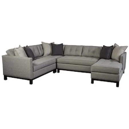 Contemporary Sectional Sofa with Tufted Seat Backs